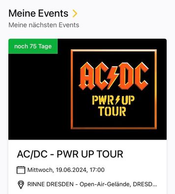 2 x Karten für AC/ DC in Dresden PWR UP TOUR 19. Juni Rinne-Dresden