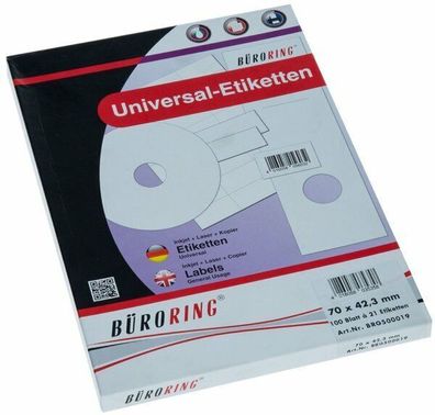 Büroring Etiketten A4 70x42,3mm 2100 Stk weiß 100 Bl