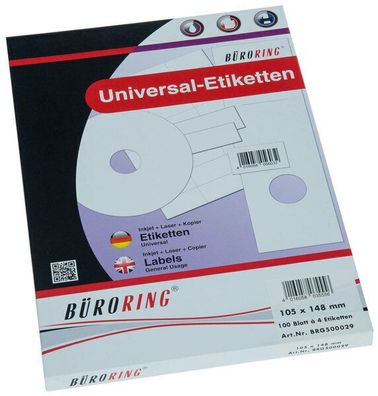 Büroring Etiketten A4 105x148mm 400 Stk weiß 100 Bl