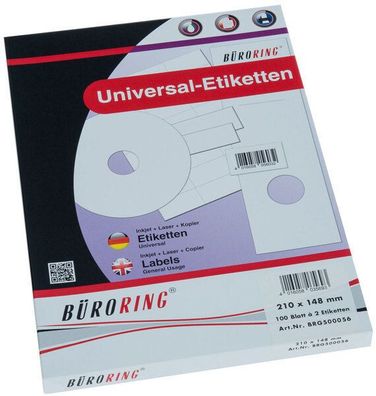 Büroring Etiketten A4 210x148mm 200 Stk weiß 100 Bl