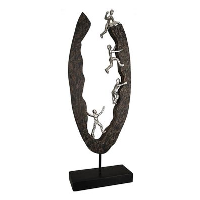 Aluminium/ Holz Skulptur "Succeed" silber H.59cm