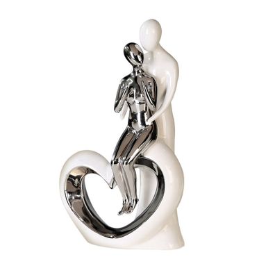 Keramik Figur "Romanze" weiß/ silber, H.33,5cm