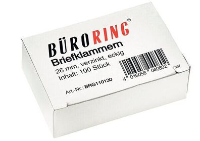 Büroring Briefklammern 26 mm 100 Stück BRG110130 verzinkt