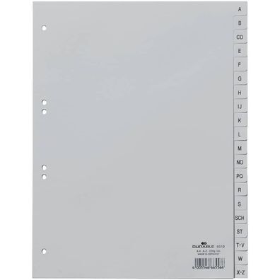 Durable Register A4 A-Z grau Kunststoff 20-teilig gelocht 6510-10