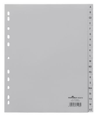 Durable Register A4 A-Z grau Kunststoff 20-teilig gelocht 6520-10
