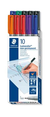 10x Staedtler Folienstift Lumocolor F permanent 316 sortiert OHP Pen Marker NEU