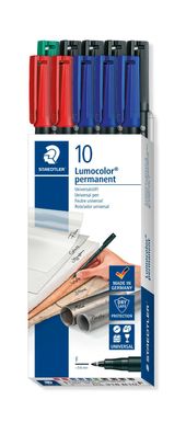 10x Staedtler Folienstift Lumocolor F permanent 318 sortiert OHP Pen Marker NEU