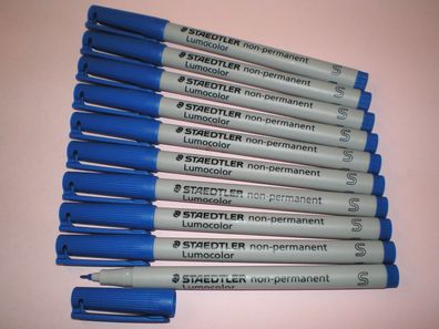 10x Staedtler Folienstift Lumocolor S non-permanent 311-3 blau OHP Pen Marker