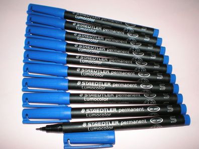 10 x Staedtler Folienstift Lumocolor S permanent 313-3 blau OHP Pen Marker
