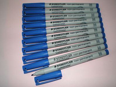 10x Staedtler Folienstift Lumocolor M non-permanent 315-3 blau OHP Pen Marker