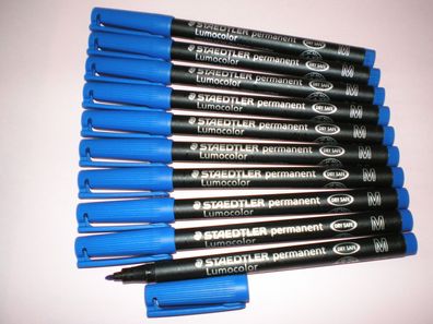 10x Staedtler Folienstift Lumocolor M permanent 317-3 blau OHP Pen Marker