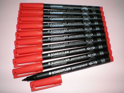 10x Staedtler Folienstift Lumocolor M permanent 317-2 rot OHP Pen Marker