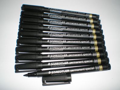 10x Staedtler Folienstift 319 M-9 Lumocolor permanent special schwarz Marker