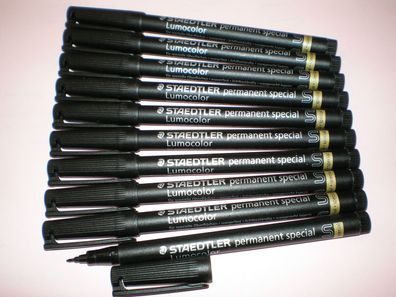10x Staedtler Folienstift 319 S-9 Lumocolor permanent special schwarz Marker