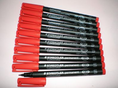 10x Staedtler Folienstift Lumocolor S permanent 313-2 rot OHP Pen Marker