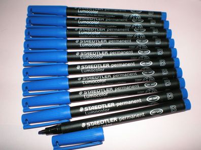 10x Staedtler Folienstift B permanent 314-3 blau 1,0-2,5m OHP Pen Marker