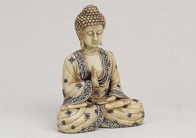 Buddha in Elfenbeinoptik 16cm mit Muster