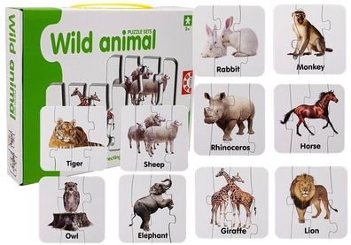 Lernpuzzle Wildtiere Puzzle 10 Englische Verbindungen