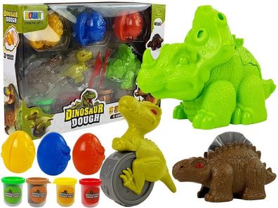 Spielteig Dinosaurier Eierform 12 Stéck 4 Farben