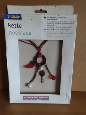 Kette Modeschmuck Halskette mit roten Anhängern und Gassteinen/ Tchibo