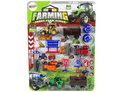 Bauernhof Set von Landmaschinen Traktoren Straße Zubehör