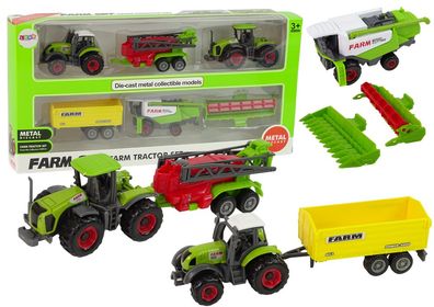 Landmaschinen-Set Landwirtschaftsfahrzeuge 6 Stéck Traktor Mähdrescher + Maschinen