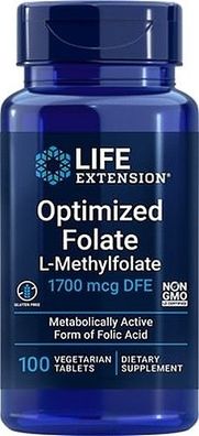 Life Extension, Optimized Folate (Folsäure als L-Methylfolat), 1700mcg, 100 vegeta...