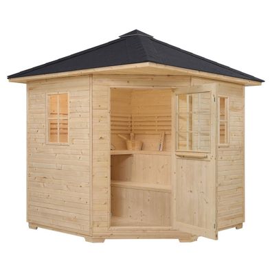 Outdoor Holz Gartensauna Außensauna Komplett SET mit 8 KW Sauna Ofen LED Zubehör
