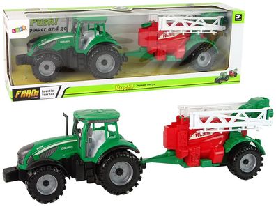 Gréner Bauernhof-Traktor mit roter und gréner Spritze mit Friktionsantrieb
