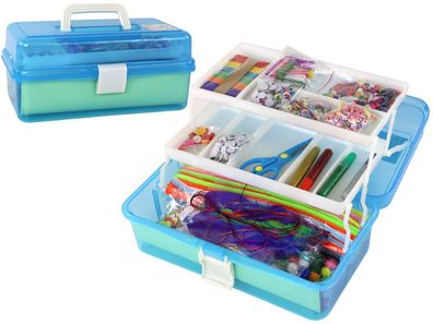 Blaues, erweiterbares Koffer-Set, kénstlerisch, kreativ, Kunststoff, zum Selbermachen
