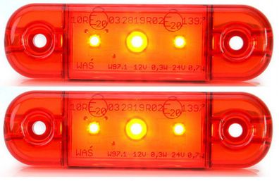 2 Stück LED Umrissleuchte Begrenzungsleuchte Positionsleuchte 12/24V rot Slim