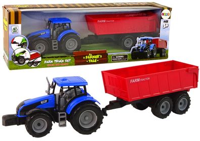 Traktor mit Anhänger, landwirtschaftliches Fahrzeug, Bauernhof, Blau