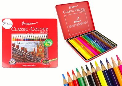 Set mit 24 Art Crayons-Metallbehältern