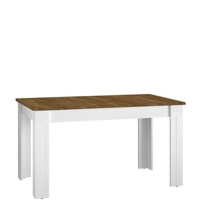 Lille 15 - Tisch, Esstisch, Wohnzimmer, Holzdesign, Holzdekor, weiß + Eiche Lefkas