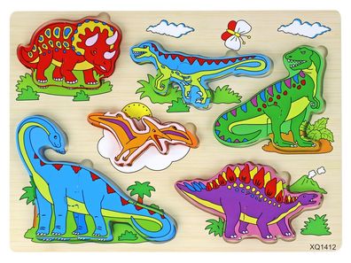 3D-Puzzle aus Holz fér Kinder, Logikspiel, Dinosaurier, 11 Teile.