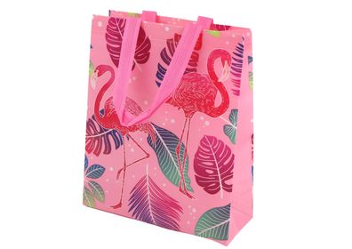 Geschenktéte mit rosa Flamingos, 30,5 cm x 24,5 cm x 10 cm