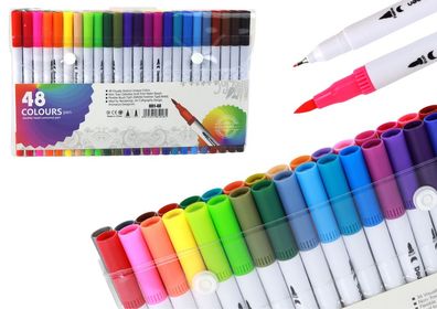 Set mit 48 doppelseitigen Markern in verschiedenen Farben in einem Organizer