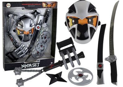 Ninja-Krieger-Set, Schwert, Maske, Shuriken, Scheiben, Klauen, Faust