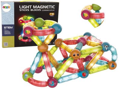 Magnetische Leuchtbausteine, Set mit 76 Elementen