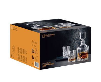 Nachtmann 3-teiliges Whisky-Set Dekanter + 2x Whiskybecher Sculpture 101984