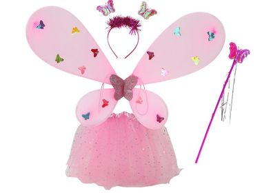 Feenkostém, Schmetterlings-Verkleidungs-Outfit, rosa Flégel
