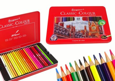 Set mit 48 Art Crayons-Metallbehältern