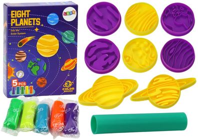 Kunststoffset mit Play-Doh-Formen fér 8 Planeten, 5 Farben
