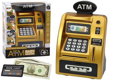 Geldautomaten-Sparschwein fér Kinder, die lernen, Gold zu sparen. Schwarz