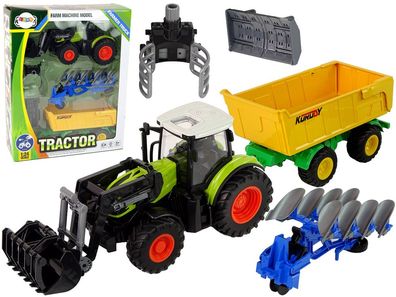 Traktor mit Landmaschinen und Anhänger Landwirtschaftliche Maschine Licht- und Soun
