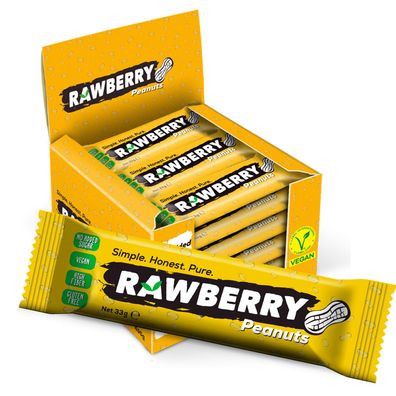 Rawberry Erdnüsse, ohne Zuckerzusatz, Glutenfrei, Nüsse Riegel, Vegan, 15x33g