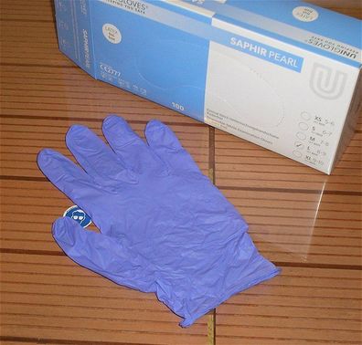 100 Stück Handschuhe Gr. L Nitril Unigloves Saphire Sapphire Pearl 6514 18102072