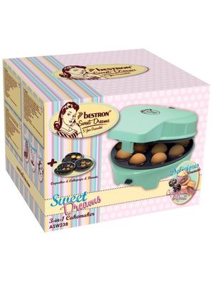 Bestron ASW238 3-in-1 Cakemaker, Donuts/ Cupcakes/ Cakepops, mint - B-Ware