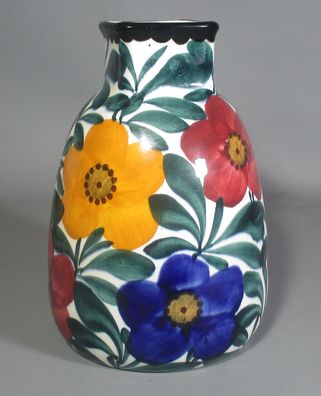 SMF Schramberg Majolika - handgemalt - Vase - Blumen - bunt - antik - Jugendstil