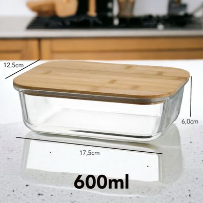 Glas Bambus Vorratsdosen Vorratsgläser Vorratsbehälter Dichtung - 0,6l / 600ml